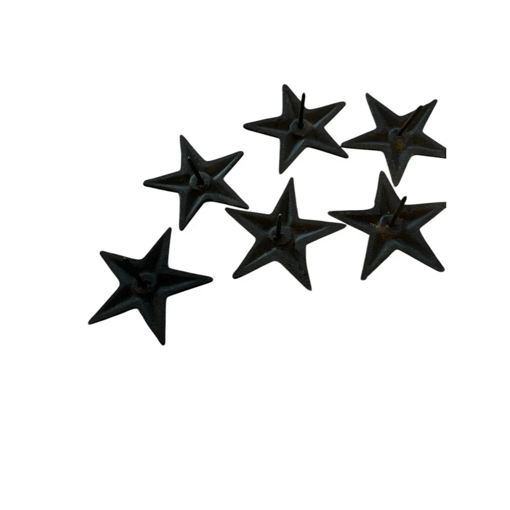 Cast Iron Texas Star Nails Tacks Rustic Finish Western 2.5 inch Head (Pack of 6)
